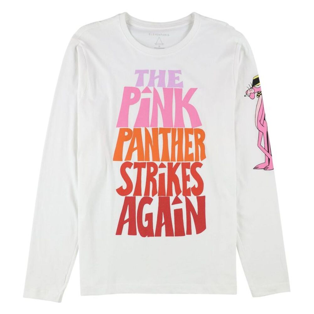 Elevenparis Mens Pink Panther Graphic T-Shirt, White, L, DM
